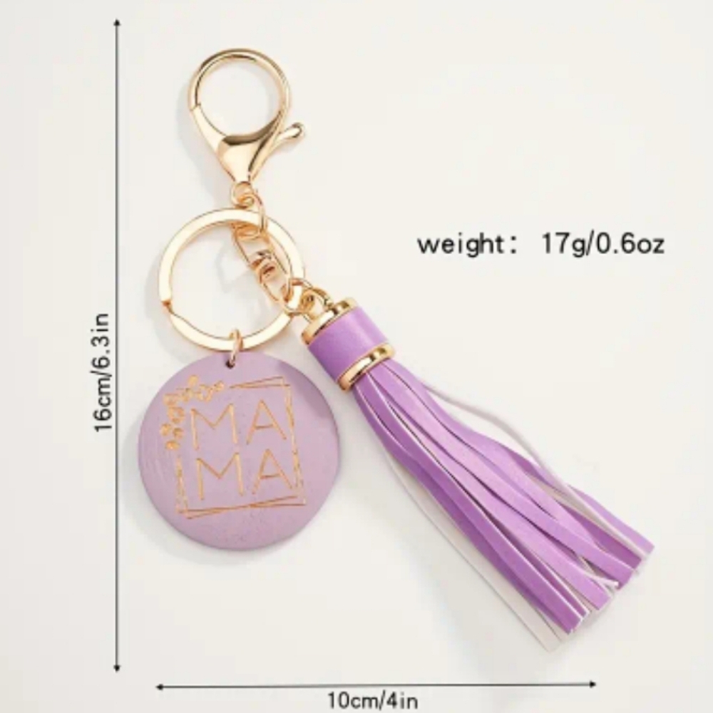 Personalized Purple “MAMA” Tassel Bag Charm & Keychain 💜✨ — “Lavender Love”